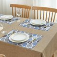 thumbnail image 3 of Blue Geometric Quatrefoil Pattern Summer Placemats Table Placemats Set Of 4-Linen Kitchen Washable Placemats Table Mats 11.8"x17.7" Non-Slip Heat Resistant, 3 of 6