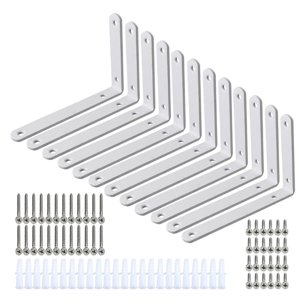 12 soportes de esquina resistentes para estantes de pared para lavandería, baño y armario. Blanco