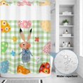thumbnail image 2 of No Hook Shower Curtain, Spring Easter Shower Curtains for Bathroom with See Through Top Window, Green Plaid Bunny Colorful Eggs Floral Waterproof & Washable Bath Curtain Extra Long 72"x84", 2 of 9