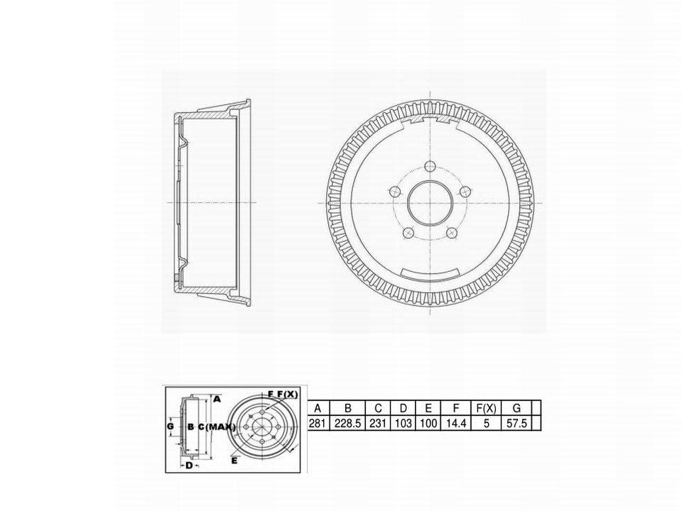 Winstop Brake Drum, Rear WS235552, Dodge Grand Caravan 1995-1987