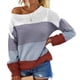 thumbnail image 1 of Prendas de punto para el hogar suéter transpirable con hombros descubiertos para mujer cuello redondo suave color de contraste para citas ANGGREK Otros, 1 of 5