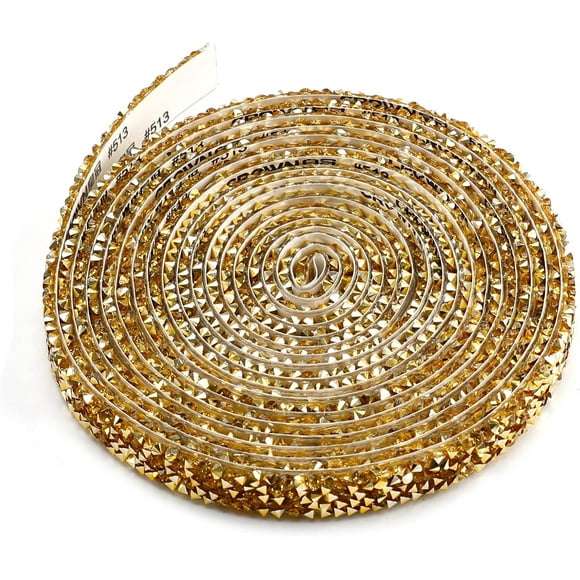 Woeilo 3 Yards Gold Resin Rhinestone Ribbons Self-Adhesive with Glitter Diamond Ribbon Crystal Strips Roll for DIY Art Crafts and Clothing Decoration (0.4 Inch) Gold 3 yard