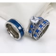 thumbnail image 5 of His and Her Matching Rings White AND Blue Couple Rings CZ Wedding Ring Sets Wedding Band, 5 of 7
