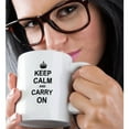 thumbnail image 2 of 3drose, Keep Calm and Carry on - Black Text on White - with Crown - Motivational Fun Reminder Funny Humor, 15oz Mug, 2 of 6