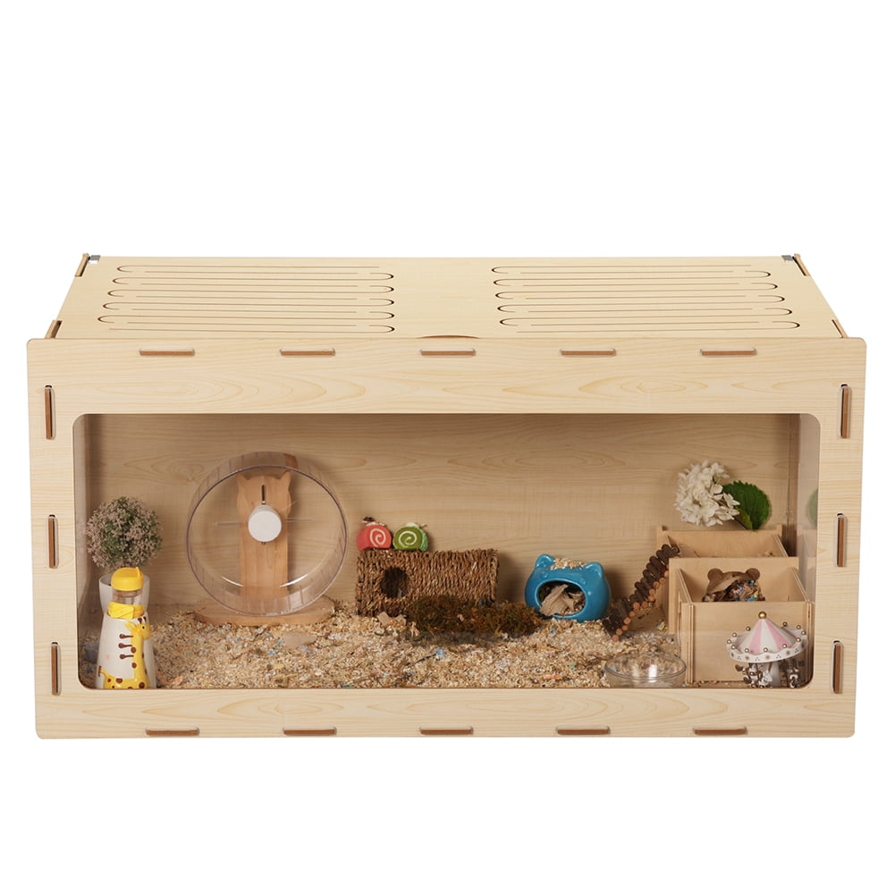Spaco Spacious Pet Cage for Hamsters, Guinea Pigs - Melamine Board with Acrylic Panels - Burlywood
