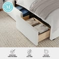 thumbnail image 3 of Martha Stewart King Upholstered Platform Bed with Wingback Headboard and 4 Side Storage Drawers, Wood Slat Foundation, No Box Spring Needed, Off-White, 3 of 20