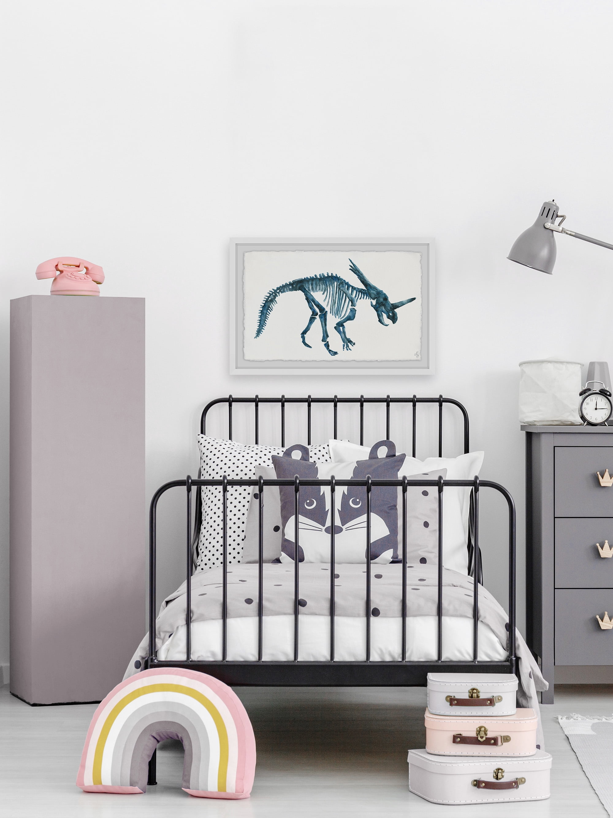 Marmont Hill Blue Dino Skeleton Framed Wall Art