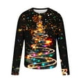thumbnail image 2 of Men's Christmas T Shirts Santa Xmas Tree Print Pullover Crewneck Graphic Tees Ugly Christmas Sweatshirts, Black 5XL, 2 of 5