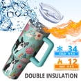 thumbnail image 5 of OBREWU Green Boston Terrier and Flower Tumbler with Handle and Lid,Green Boston Terrier and Flower 40oz Double Wall Vacuum Insulated Tumbler,Cups Gift for Women and Men, 5 of 7