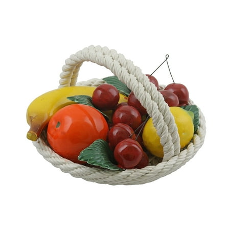 Authentic Italian Capodimonte Round Mini-Mix Fruit Display Basket with Handle