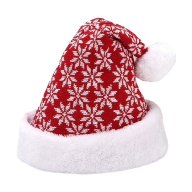 Accesorio de disfraz de gorro navideño Gorro de fiesta navideño Gorro grueso de peluche de invierno Lindo Copo de nieve rojo y blanco