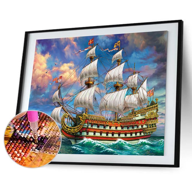 Cuadros Decorativos Diamante pintura velero completo redondo Rhinestone pared Sywqhk Nuevos Originales