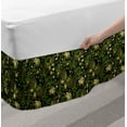 thumbnail image 2 of Sage Bed Skirt, Spring Inspired Ornaments Butterflies Little Blossoms Swirled Leaves Vintage, Elastic Bedskirt Dust Ruffle Wrap Around for Bedding Decor, 4 Sizes, Yellow Black Green, by Ambesonne, 2 of 2