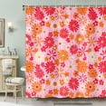 thumbnail image 2 of Retro Flower Hot Pink Shower Curtain Cute Vintage 72s Groovy Floral Bathroom Accessories, Boho Hippie Funky Chic Bathtub Curtain with Colorful Flowers Modern Artistic Fabric Bathroom Decor Set 72X72IN, 2 of 5