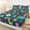 thumbnail image 4 of Erosebridal Cute Sheep Giraffe Bed Sheets For Boys,Jungle Animal Dinosaur King Sheets For Dino Lover 4pcs, 4 of 6