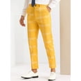 thumbnail image 2 of Unique Bargains Men's Business Plaid Pants Casual Slim Fit Flat Front Checked Trousers 34 Yellow, 2 of 6