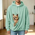 thumbnail image 2 of Y-Sunset Pouch Hoodie for Men, Oversized Dog Pouch Sweatshirts, Pet Carrier Pullover Animal Holder Long Sleeve Tops for Fall Winter Daily Wear, Vacation, Travel, 2 of 5