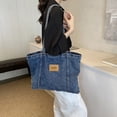 thumbnail image 3 of Hobo Bag Tote Mujer Denim Gran Capacidad Sólido para Viajes Compras, 3 of 9