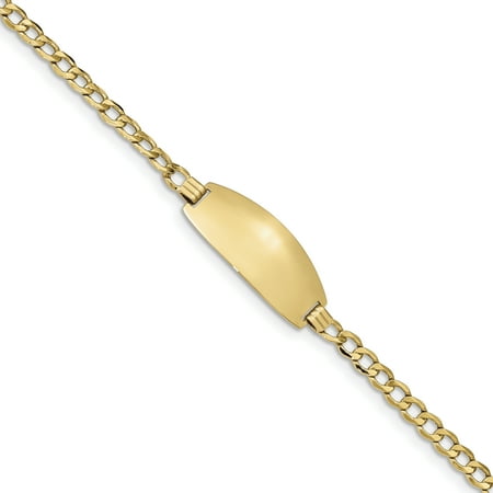 14k Yellow Gold Oval Id Link Curb Bracelet 7 Inch Fine Jewelry For Women Gift Set