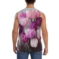 thumbnail image 4 of Fotbe Men's Purple And Pink Tulip Bouquet Print Men's Sleeveless Muscle Tank Tops Casual T-Shirts for Gym Workout Beach-XX-Large, 4 of 8