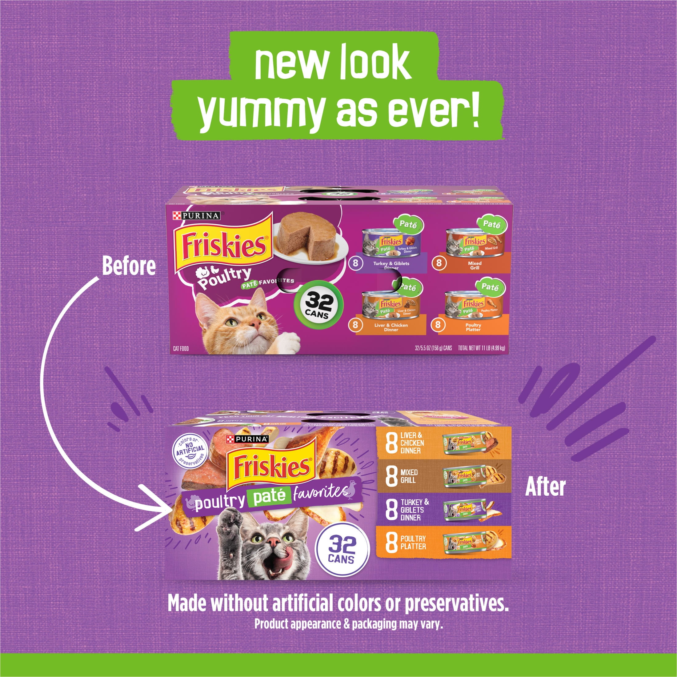 Purina Friskies Pate, Soft Poultry Variety Pack, Wet Cat Food, 5.5 oz Cans