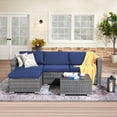 thumbnail image 5 of JOIVI 5 Pieces Outdoor Patio Furniture Set, All Weather PE Gray Wicker Rattan Sectional Furniture Set with Coffee Table, Navy Blue, 5 of 7