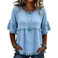 thumbnail image 6 of Womens Short Sleeve Tops Summer 2026 Trendy Boat Day Outfits Dressy Casual Blouses for Work Vacation Mode, 6 of 6