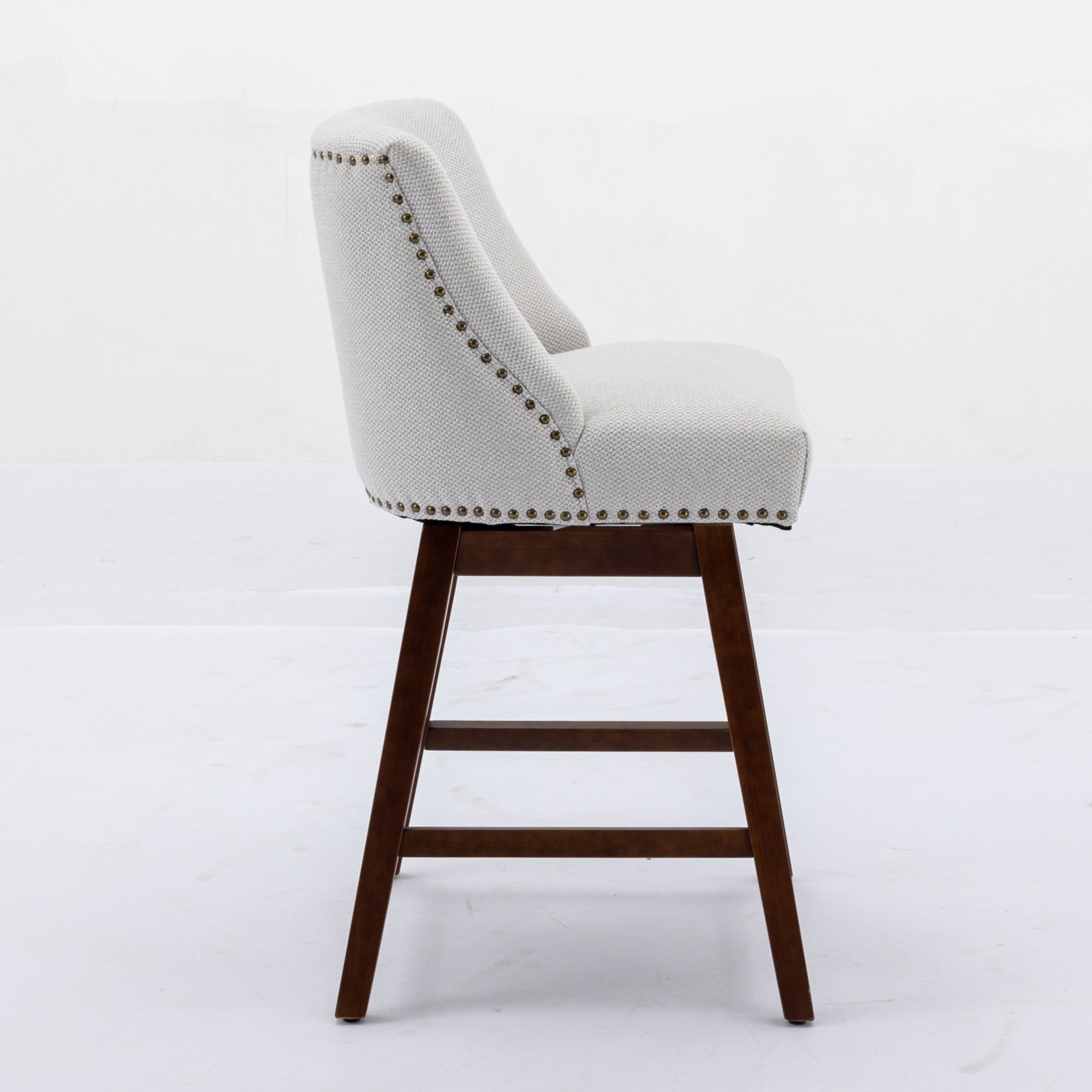 Toddski 26" Seat Height Modern Counter Stool with Backrest, Fabric + Wood, Beige, Set of 2