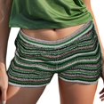 thumbnail image 1 of YDLCAFD Women’s Striped Knit Shorts High Waisted Short Summer Elastic Rainbow Color Block Sweater Shorts, 1 of 4