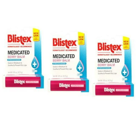 Blistex Medicated Berry Lip Balm, 3 Pack Package May Vary