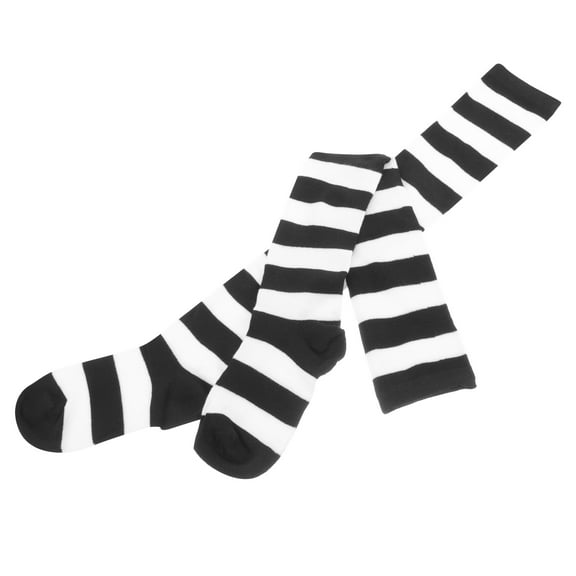 LOLIPPYY Wide Striped Thigh High Stocking Black and White Over The Knee Socks Polyester Durable