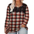 thumbnail image 1 of Top RITERA para mujer, talla grande, manga larga, encaje cuadriculado, 4XL, 1 of 6