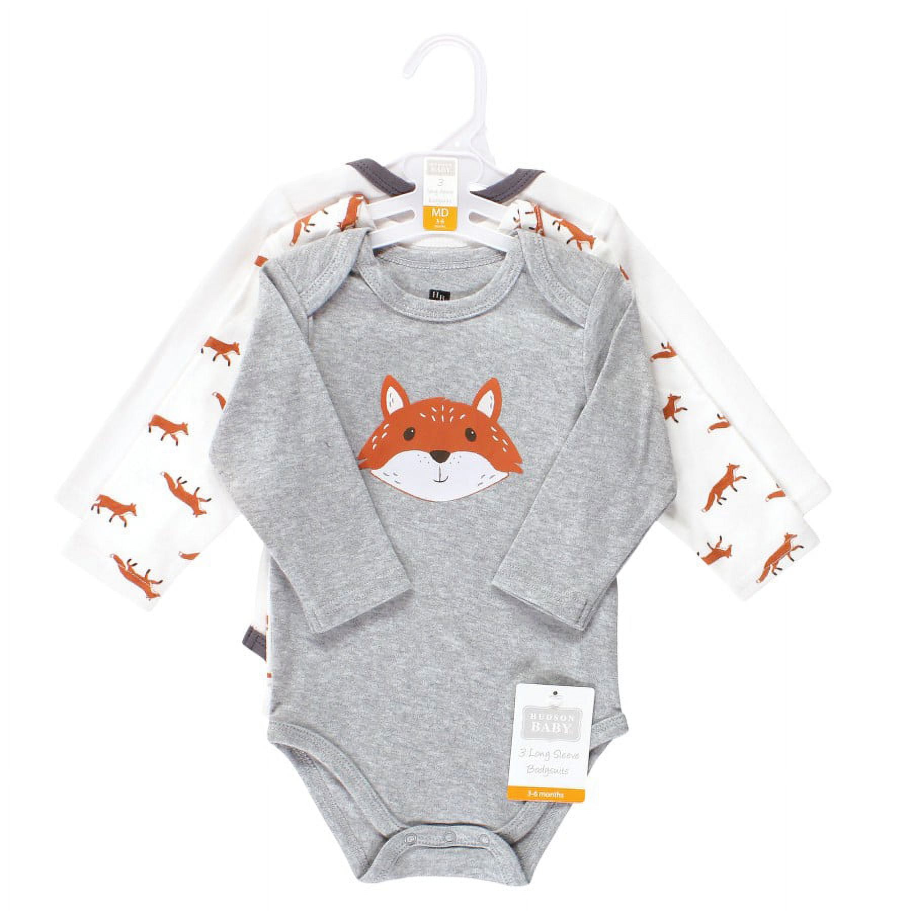 Hudson Baby Cotton Long-Sleeve Bodysuits, 3- Pack, Newborn- 24 Months