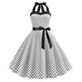 thumbnail image 3 of Jamsmile Womens Rockabilly Dress Summer Halter Polka Dot Strapless High Waist Vintage Hanging Neck Dress, 3 of 5