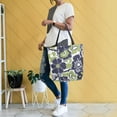 thumbnail image 4 of FORMRS Womens Canvas Tote Bag with Zipper Inner Pocket Shoulder Handbag, Retro Floral Pattern, 4 of 7