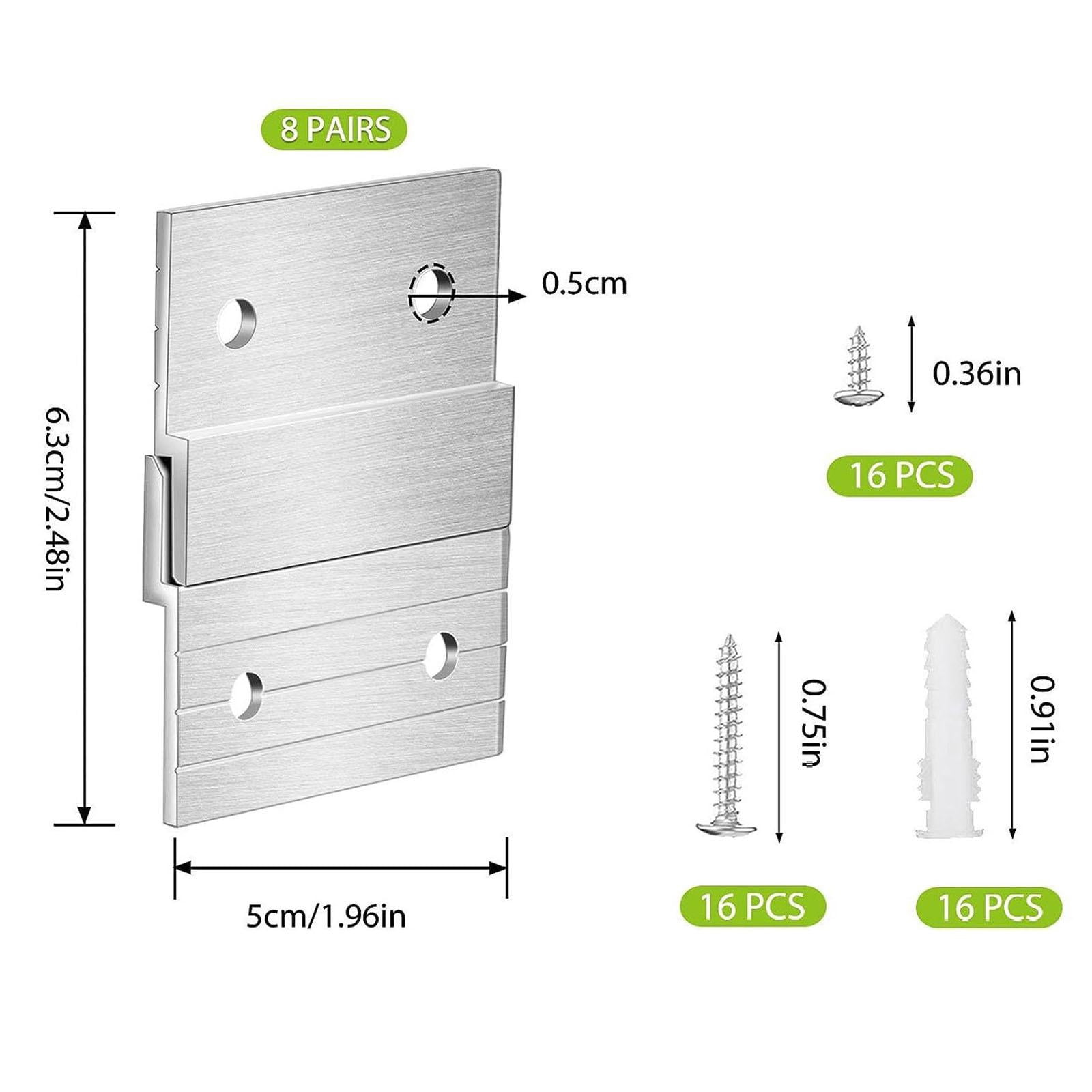 Baoblaze 8 Pairs French Cleat Picture Hanger Z Shape Clip Interlocking Wall Mount Bracket
