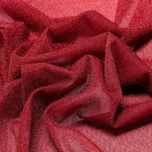 Tela de tul rojo brillante de 1,74 x 1,16 yardas. Tul brillante con lentejuelas.