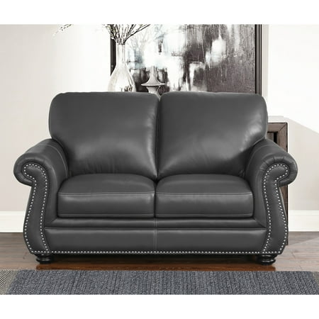 Abbyson Kassidy Grey Leather Loveseat Com Abbyson Kassidy Grey Leather Loveseat