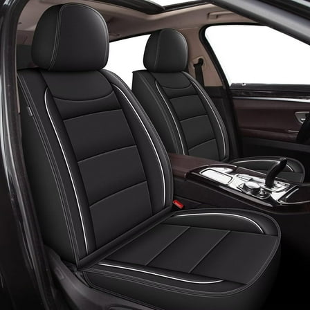 LAONNVIR Car Seat Cover 2 Front Seat Fit for Toyota Camry 2018-2024 Leather Vehicle Cushions Cover Seat Protector Automotive Seat Covers Waterproof Compatible Airbag (Black)