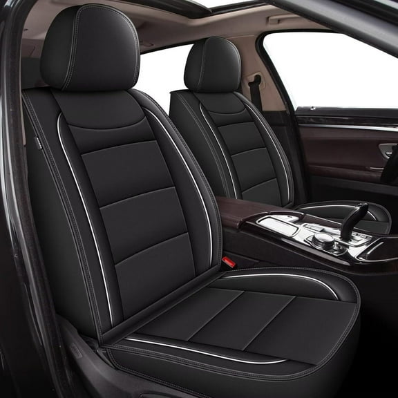 LAONNVIR Car Seat Cover 2 Front Seat Fit for Toyota Camry 2018-2024 Leather Vehicle Cushions Cover Seat Protector Automotive Seat Covers Waterproof Compatible Airbag (Black)