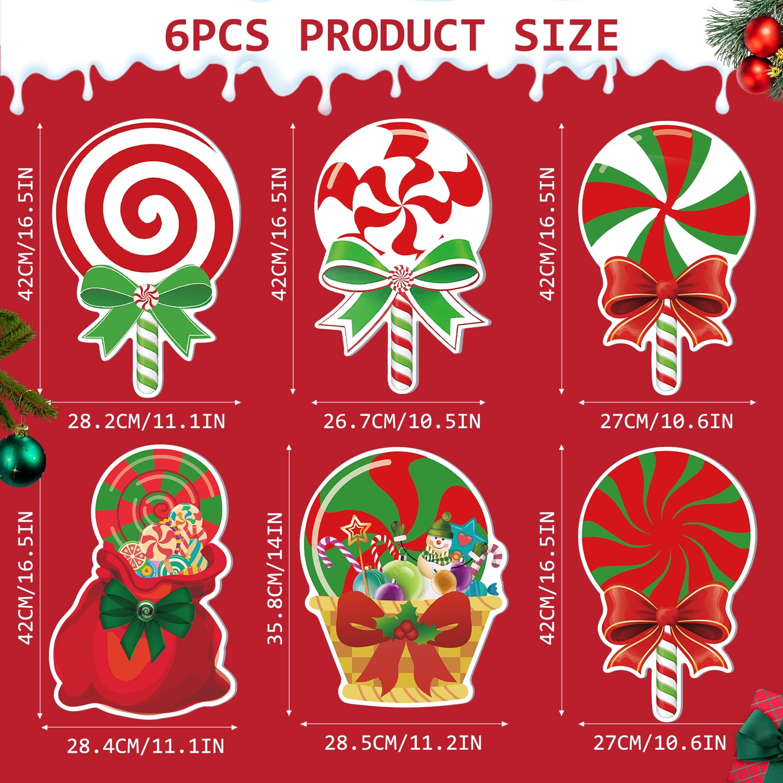 Ayieyill 6pcs Candy Yard Decorations for Christmas, Large Xmas Signs for Outdoor Christmas Decorations Yard