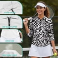 thumbnail image 6 of Uorisanigo Zebra Prin Womens Golf Shirt Quick Dry Casual Women's 3/4 Sleeve Athletic Golf Shirts Quarter Zip Workout Tops Soft Comfortable Tennis Tops Workout Sports Size S, 6 of 7
