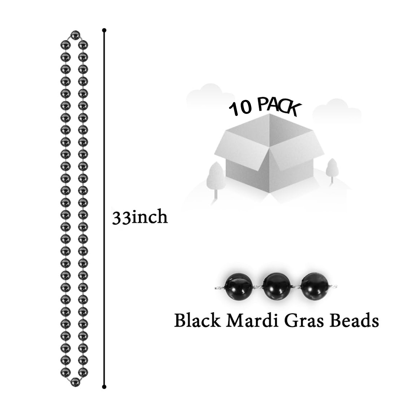 48 Pack Halloween Mardi Gras Beads - 24 Black & 24 Orange Party Favors, Metallic/Plastic