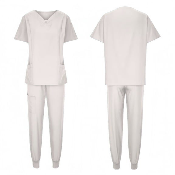 biudgviw 2 Piece Sets for Women Summer Workwear Short Sleeve V Neck Tops and Jogger Pants Matching Lounge Sets with Pockets