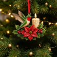 thumbnail image 5 of Christmas Bird Acrylic Ornament 3.9 Inch Poinsettia Candle Hanging Tree Decor Design C, 5 of 8