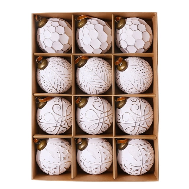 CLLC 12 adornos navideños rústicos vintage de 3 pulgadas - Juego de adornos navideños grandes, irrompibles y neutros, decoración navideña de granja para árbol de Navidad, fiesta en casa (H)