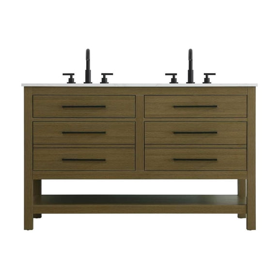 Elegant Kitchen and Bath 54 inch Double Bathroom Vanity in Chestnut Brown