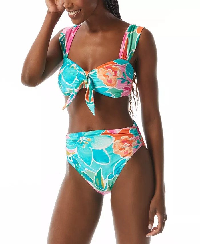 Carmen Marc Valvo Women's One Piece Swimsuit - Twist Detail & Adjustable Straps, Underwire