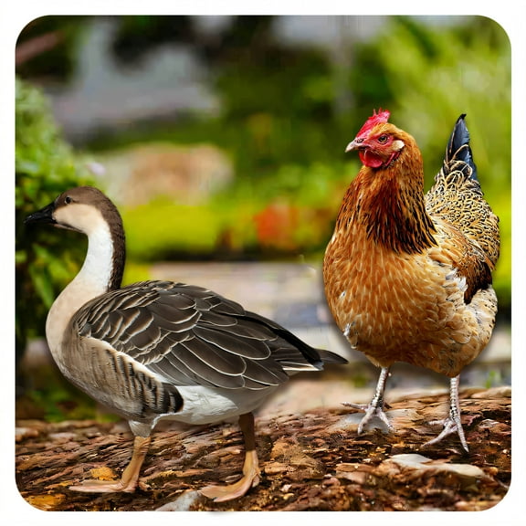 ICERUN 2Pcs Garden Statues,Acrylic Wild Goose and Hen Sculpture Yard Art,Vivid Poultry Imagery Outdoor Garden Decor,Style1