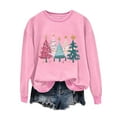thumbnail image 3 of Feancey Xmas Tree Sweatshirt for Women Oversized Crewneck Pullover Drop Shoulder Long Sleeve Graphic Sweatshirts Holiday Casual Party Tops Pink XS, 3 of 5